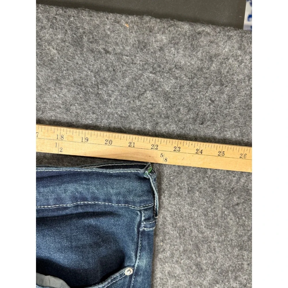 True Religion Ricky Relaxed Straight Jeans Mens 42 Blue Denim Neon‎ Green Stitch